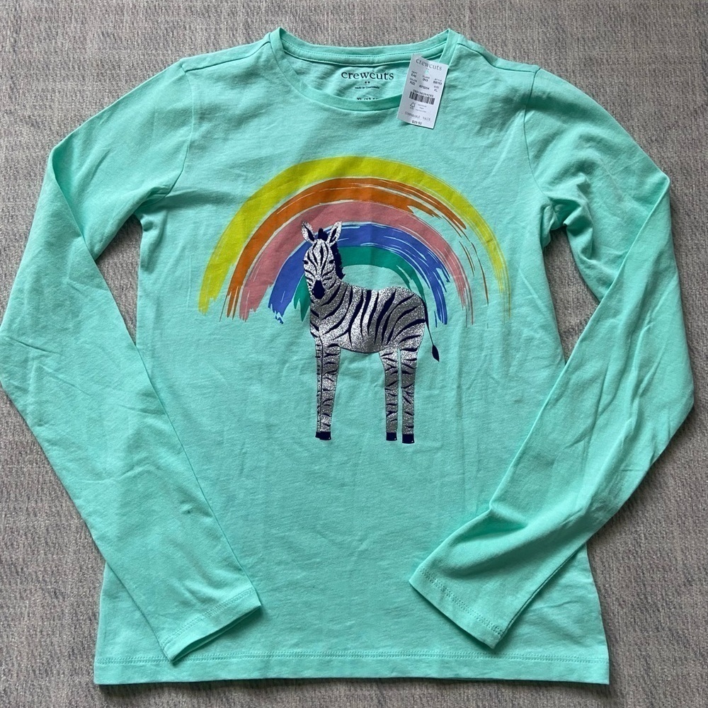 COPY - NWT Crewcuts Girls' Long Sleeve Rainbow Zebra Glitter Shirt-XL​​​​​​​​